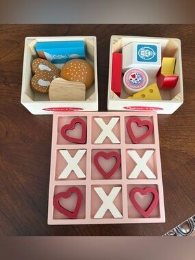 Melissa & Doug Wooden Food Toy Sets & Wooden Tic-Tac-Toe Game
